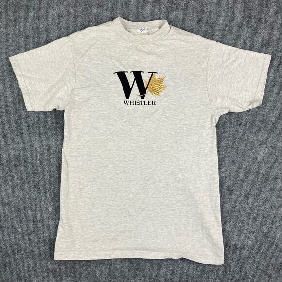 Whistler T-Shirt Cityscape Medium Heather Gray Canada Maple Leaf Graphic Vintage - Picture 1 of 7